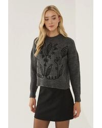 Hiccup - Floral Pattern Crew Neck Sweater - Lyst