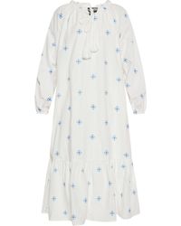 Dreimaster - Jurk Wol Wit Blauw - Lyst