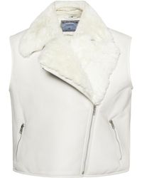 Dreimaster - Leren Vest Dames Wolwit - Lyst