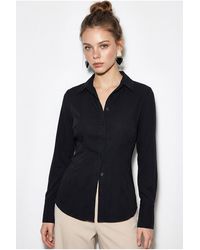 Bianco Lucci - Fitted Cotton Shirt With Tie Detail - Lyst