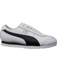 PUMA - Roma 68 Vintage White Black Leather Low Lace Up S Trainers 370051 02 - Lyst