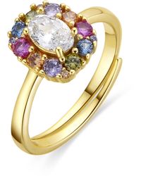 Luxenter - Ring Van 925 Sterlingzilver En Veelkleurige Zirkonia Met 18-Karaats Geelgoud Afwerking - Lyst