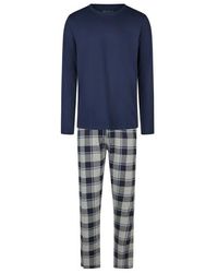 Phil & Co. Berlin - Pyjama Set Lang Blauw/Grijs Geruit - Lyst
