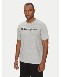 Champion - Blauwe Katoenen T-Shirt - Lyst