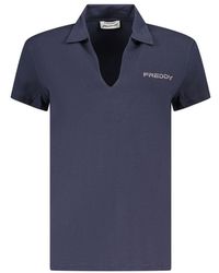 Freddy - Blauwe Katoenen T-Shirt - Lyst