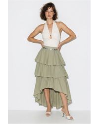 Bianco Lucci - High-Waist Cotton Poplin Midi Skirt - Lyst