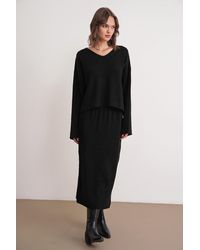MixRay - V-Neck Knitwear Sweater & Skirt Co-Ord Set - Lyst