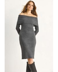 Bianco Lucci - Geribbelde Midi-Jurk - Lyst