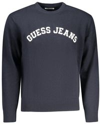 Guess - Blauer Baumwollpullover Für Männer - Lyst
