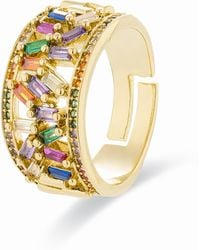 Luxenter - Ring Mit Multicolour Zirkonia Aus 18K Gelbgold - Lyst