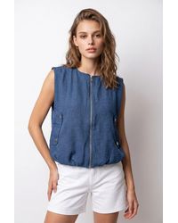 MixRay - Woven Poplin Waistcoat With Zip Front - Lyst