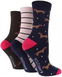 Wildfeet - 3 Pack Ladies Jacquard Novelty Cotton Socks - Lyst