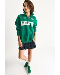 Bianco Lucci - Back Printed Long Sleeve Zipper Collar Sweatshirt - Lyst