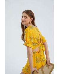 Hiccup - Floral Surplice Neck Short Sleeve Crop Top - Lyst