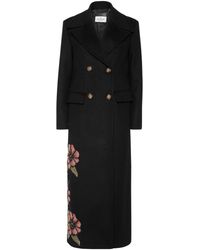 Philipp Plein - Jassen ,Zwart ,Wol Double-Breasted Geborduurde Lange Jas Fairy - Lyst