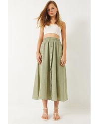 Bianco Lucci - Textured Maxi Skirt With Button Closure - Lyst