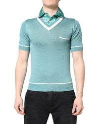 Dolce & Gabbana - Short Sleeve Knit Vneck Top - Lyst