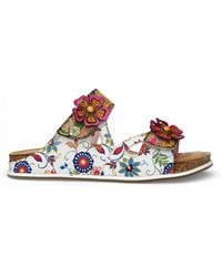 Laura Vita - Brcyano 32 Floral Leather Strappy Slipper Sandals - Lyst