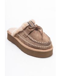 Forever & Always Shoes - Yalina Leren Platform Mocassin Pantoffels - Lyst