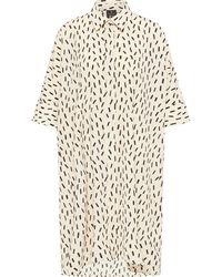 Dreimaster - Overhemd Jurk Wol Wit Zwart - Lyst