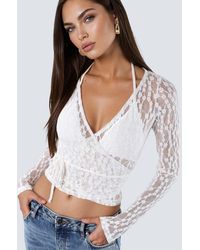 Busem - Korte Kanten V-Hals Blouse Met Strikdetail - Lyst