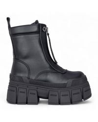 Buffalo - Zwarte Chunky Platform Front Zip Hoge Enkel Combat Boots - Lyst
