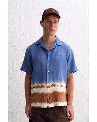 Giesto - Tie-Dye Short Sleeve Button-Up Shirt - Lyst