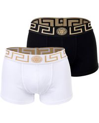 Versace - Bi-Pack Trunk Jersey Topeka Bi-Stretch Cotton Organic New Logo Boxershorts - Lyst