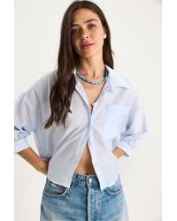 Bianco Lucci - Textured Crop Shirt With Button Closure And Pocket - Lyst