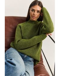Bianco Lucci - Oversized Crew Neck Knit Sweater - Lyst