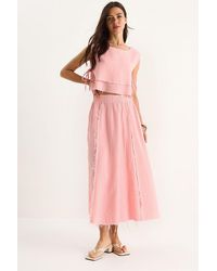 Bianco Lucci - Textured Blouse & Skirt Muslin Fabric Two-Piece Set - Lyst