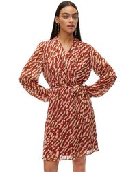 Vero Moda - Rie-Wikkeljurk Met V-Hals Voor (Baksteen) - Lyst