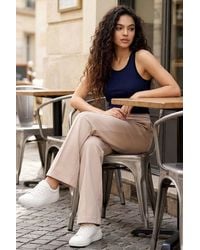 TOMMY LIFE - Textured Wide Leg Palazzo Pants With Drawstring Waist - Lyst