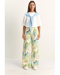 Bianco Lucci - High Waist Paisley Print Straight Leg Denim Pants - Lyst