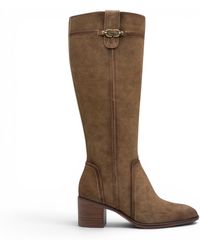 Tamaris - Suede Leather Riding Knee-High Heel Long Boots - Lyst