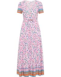 Usha - Maxi-Jurk Met Bloemenprint Roze - Lyst