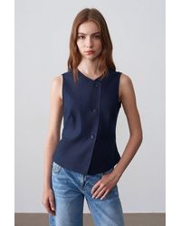 Dilvin - Fitted Woven Waistcoat With Button Front - Lyst
