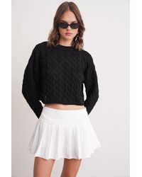 MixRay - Kabelstrickmuster Rundhals-Pullover - Lyst