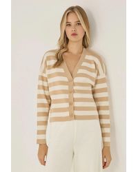 Hiccup - Striped V-Neck Cardigan With Button Detail - Lyst