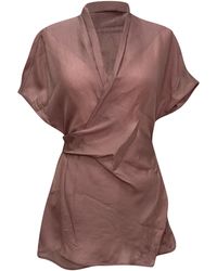 Rick Owens - Gedrapeerde Wafelgebreide Wikkelblouse - Lyst