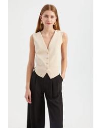 Hiccup - V Neck Buttoned Cross Back Waistcoat - Lyst