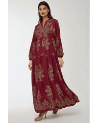 Hiccup - Printed Long Sleeve Viscose Maxi Dress - Lyst