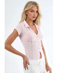 Busem - Textured Knitted Short Sleeve Shirt With Buttons - Lyst