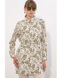 Bigdart - Floral Viscose Crepe Belted Long Shirt - Lyst