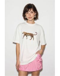 Bianco Lucci - Oversized Leopard Print Cotton T-Shirt - Lyst