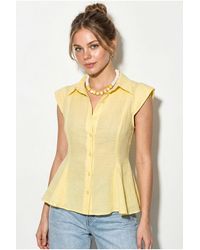 Bianco Lucci - Fitted Sleeveless Cotton Shirt - Lyst