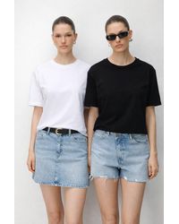 MixRay - Oversized Ribbed Crew Neck Two-Piece T-Shirt Set - Lyst