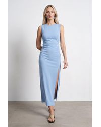 Dilvin - Fitted Sleeveless Midi Dress With Slit - Lyst