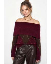 Bianco Lucci - Madonna Collar Knitted Sweater With Baklava Pattern - Lyst