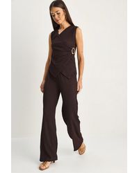Bianco Lucci - Ribbed Sleeveless Blouse And Wide-Leg Trousers Set - Lyst